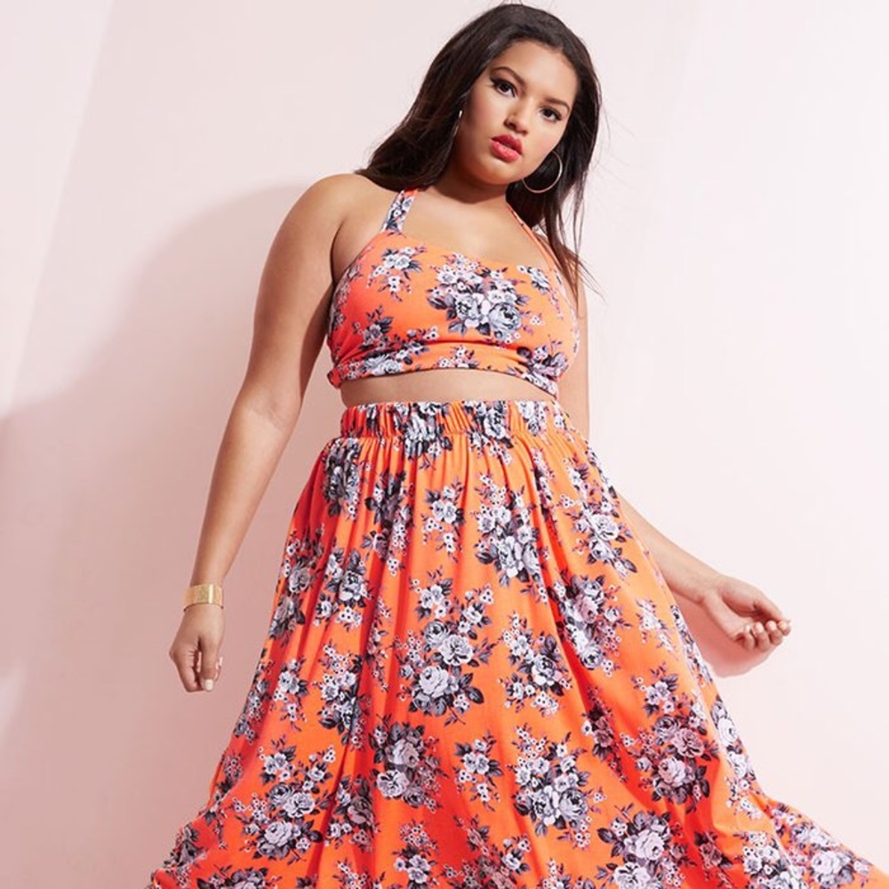 Rebdolls floral halter and maxi skirt matching set